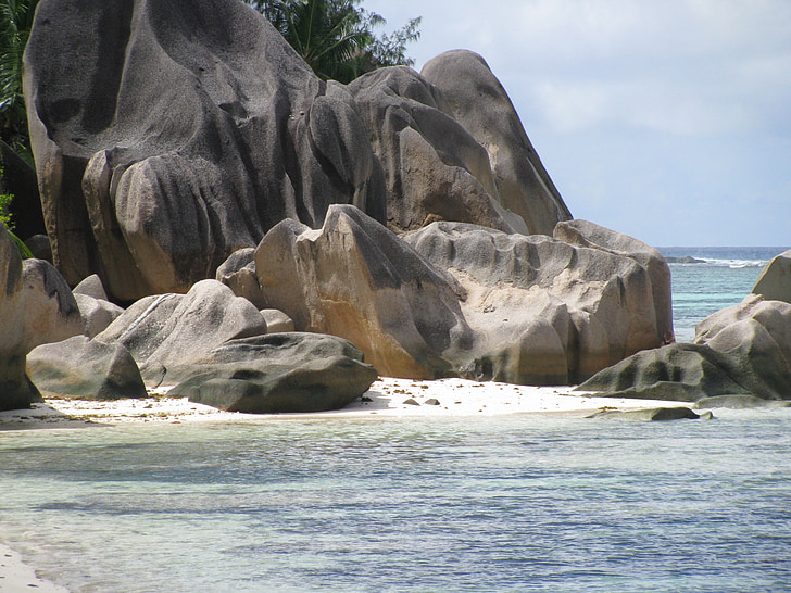Seychelles, la digue, mar, Isla, Océano Índico, roca granítica, agua
