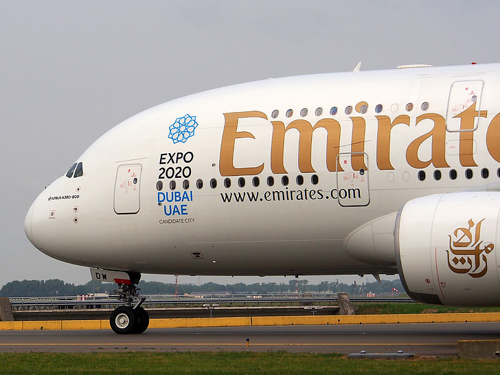 Emiráty, Airbus a380, lietadlá, lietadlo, lietadlo, letisko, Jet