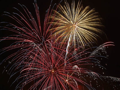 Closeup, Foto, fuegos artificiales, explosión, fuegos artificiales, víspera de año nuevo s, espectáculo de fuegos artificiales