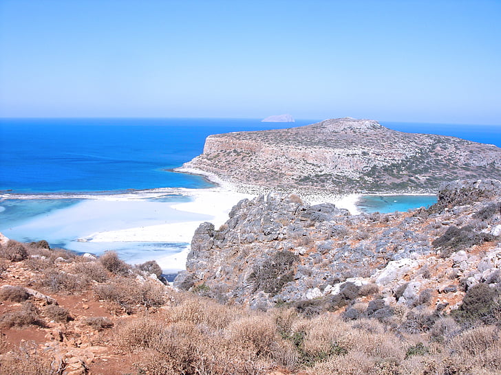 Crete, Grieķija, Vidusjūras reģiona, salas, ainava, ūdens, līcis