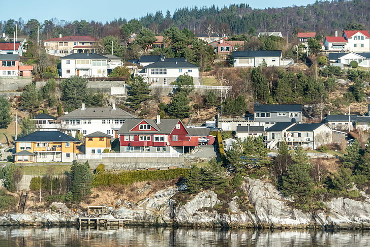 Норвегия, побережье, Архитектура, Скандинавия, Природа, воды, пейзаж