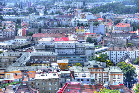 Brno, aéreo, ciudad, antiguo, arquitectura, ciudad, Checo