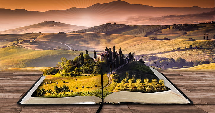 book, writer, read, landscape, paper, background, scenic