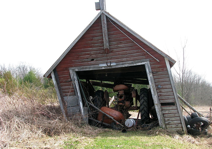 garaż, gospodarstwa, ciągnika, Moneymore, Ontario, Kanada