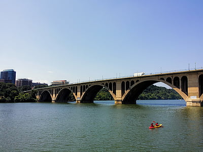 Washington, DC, sông, Bridge, Rosslyn, sông Potomac, Bridge - người đàn ông thực hiện cấu trúc