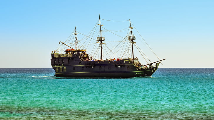 クルーズ船, キプロス, アヤナパ, 観光, 休暇, レクリエーション, 海賊船