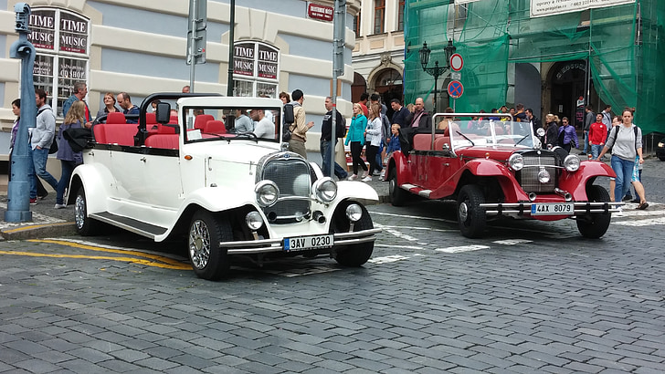 Антик, автомобили, Прага, турове, Туризъм, класически, автомобилни