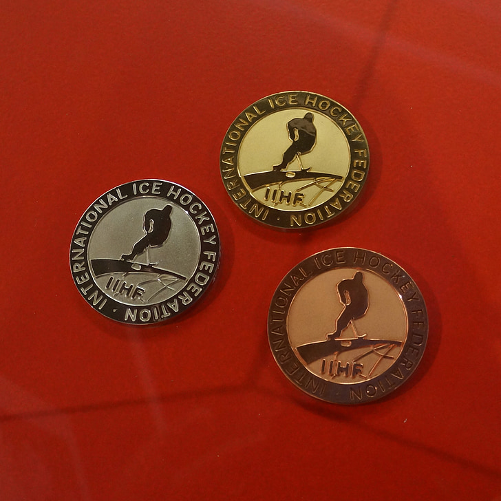 Medaille, Gold-Medaille, Silber Medaille, Bronze-Medaille, Eishockey-Medaille, Gewinn, Spiel