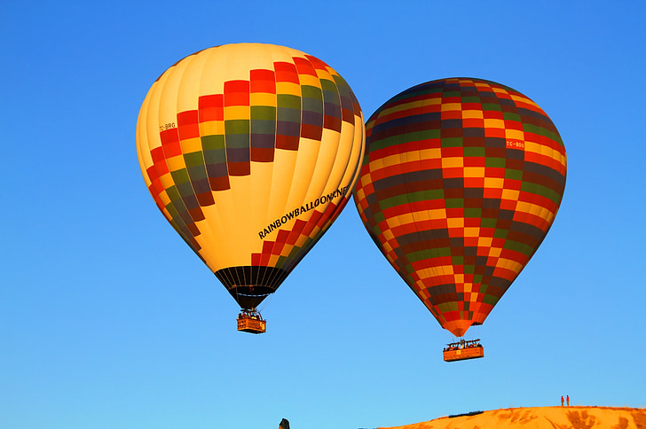 ballong, Air, fargerike, antenne, fritid, ri, varmluftsballong