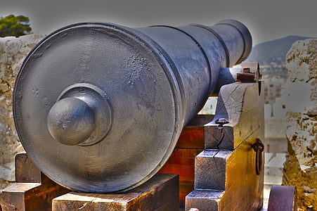 Cannon, Spanien, kanoner, hamn, Ibiza, slott, historia