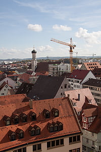 skats no putna lidojuma, baznīca, ēka, arhitektūra, Ulm, panorāmas skats no katedrāles, uz Dienvidaustrumu