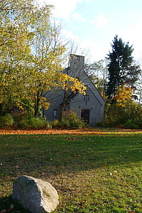 bachkirche, 교회, 임업, lausitz, 가, 잎, 초원