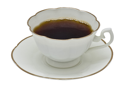 kaffe, Cup, kaffekopp, kafé, koffein, svart, gull kanten
