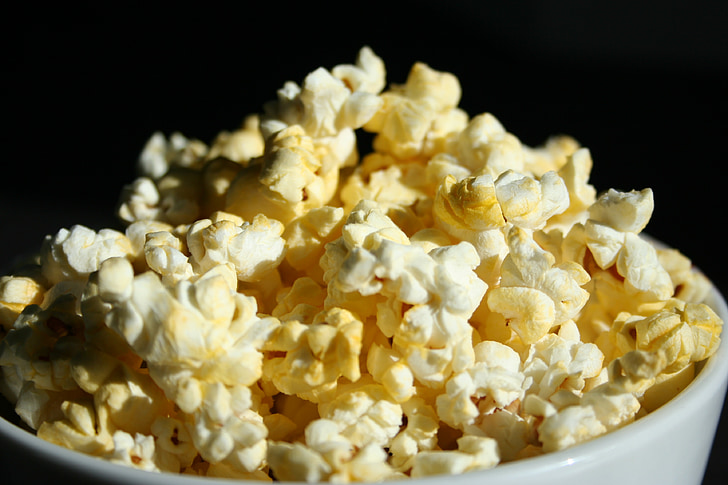 Popcorn, mellanmål, mat, läckra, behandla, filmen, biograf