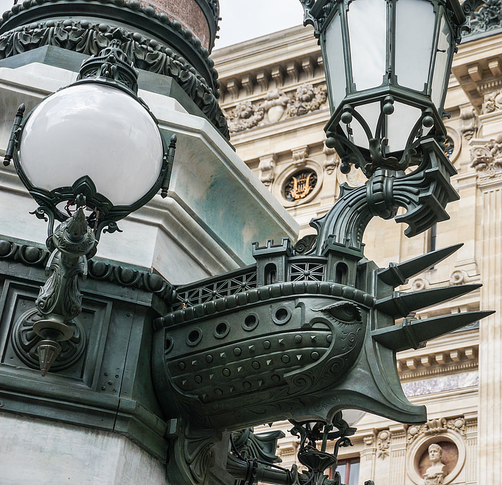 Paris, belysning, lys, opplyst, lanterner, lampe, Street lampe