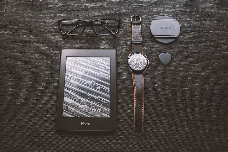 briller, briller, guitar pick, Kindle, Tablet, teknologi, Watch