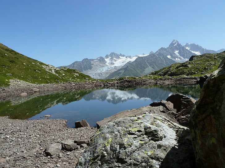 Lago, montaña, paisaje, naturaleza, agua, Alpes