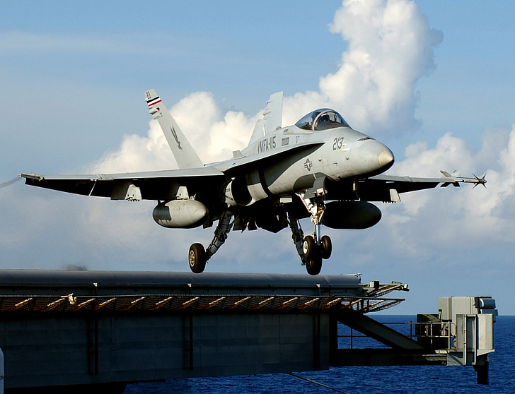 avion, avions de combat lance, pont d’envol, porte-avion, é.-u., Marine, f-18_c