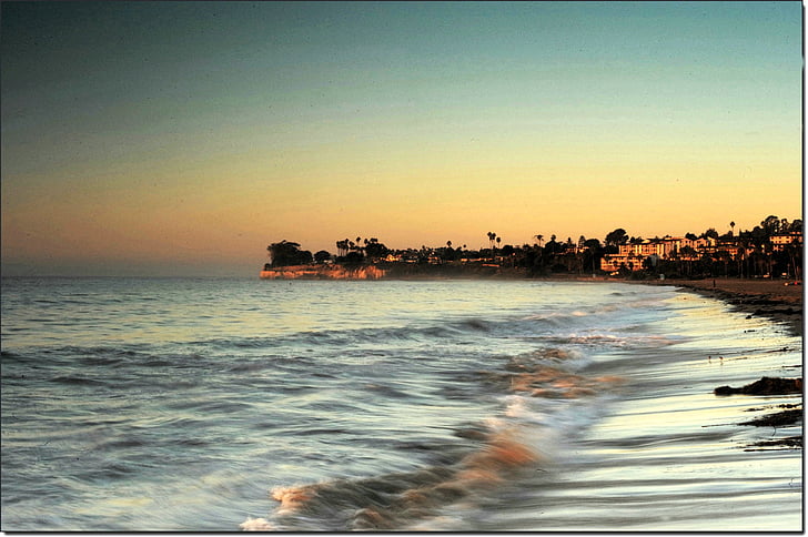 sea, sunset, wave