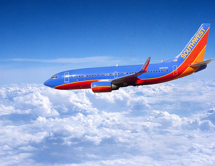 jato, avião, nuvem, azul, avião, viagens, aviões