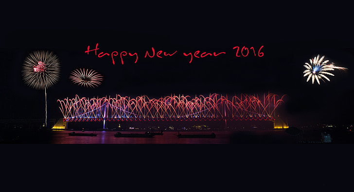 byeongsinnyeon, 2016, new year greeting, flame, festival, night view, the night sky