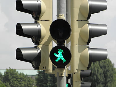 väike roheline mees, foorid, roheline, minna, fooride, liiklusmärk, valgussignaalile