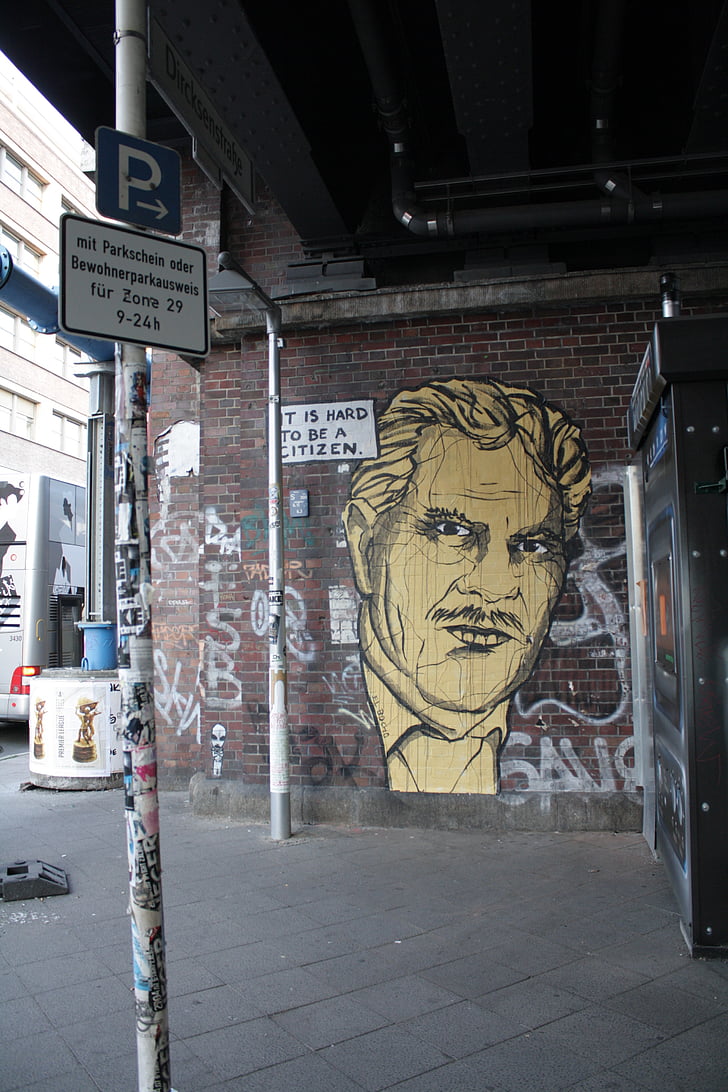 grafiti, Berlin, potret, Kota