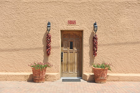 Είσοδος, πόρτα, τοίχου, χώμα, φυτό, χρώμα, αρχιτεκτονική