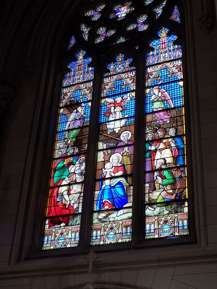 St patrick's cathedral, Narodzenia Pańskiego, Jezusa, Mary, Józef, kolorowe, Kościół