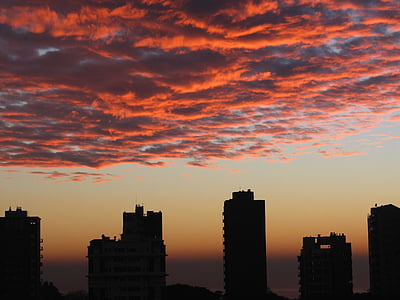 nascer do sol, edifício, arquitetura, cidade, céu, paisagem urbana, linha do horizonte