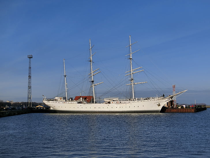 Gorch Fock lapesss, burlaivis, laivas, burlaivis, Stralsund