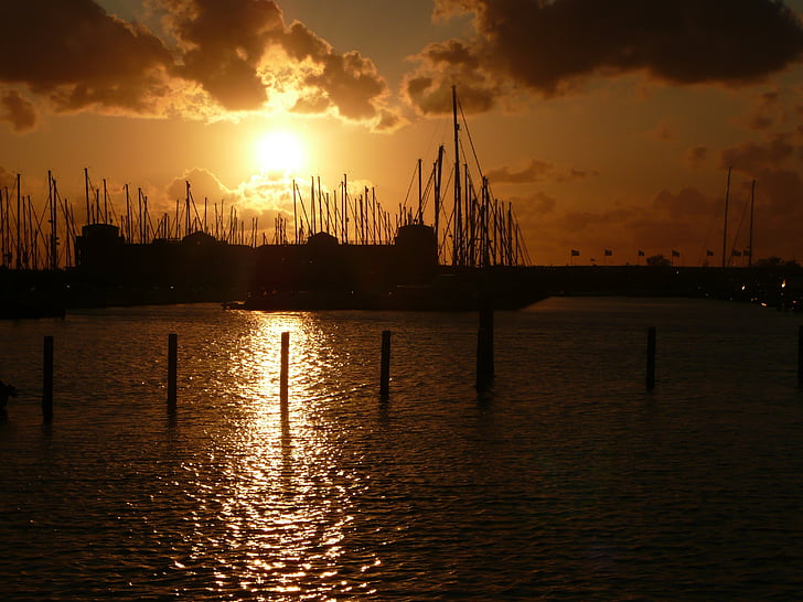 port, holland, evening sky, grewelinger sea