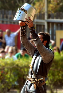 Cavaliere, casco, armatura, torneo, medievale, Cavaliere - persona, vestito dell'armatura