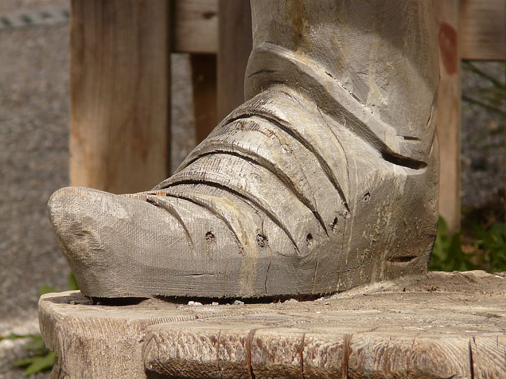 peu, sabata, fusta, edat mitjana, figura, sabata de fusta, bota