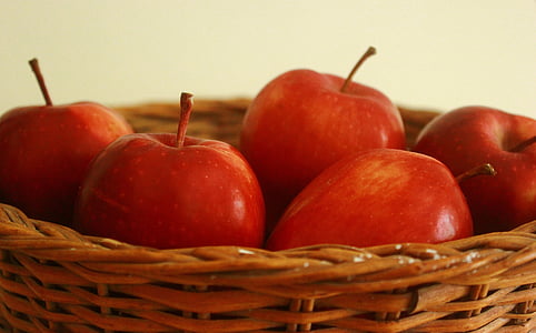 apple, basket, red, fruit, food, apple - Fruit, freshness