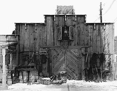 western style, building, wooden, black and white, heritage, old, vintage