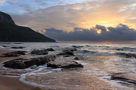 tramonto, Marine, spiaggia, paesaggio, nuvole, Turchia, Bartin