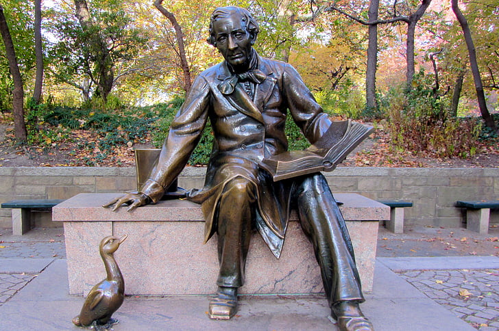 Hans christian andersen, beeldhouwkunst, Central park, New york city, NYC, Manhattan, standbeeld