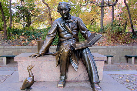 Ханс Кристиан Андерсен, скулптура, Сентръл парк, Ню Йорк Сити, Ню Йорк, Манхатън, Статуята