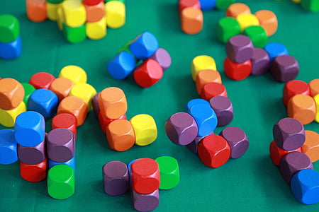 blocs de construcció, colors, joguines, nen, jugar, pedres, fusta