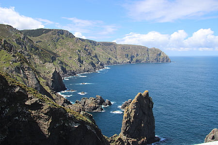 Cliff, Atlanten, norra Spanien, sommar, landskap, Ocean
