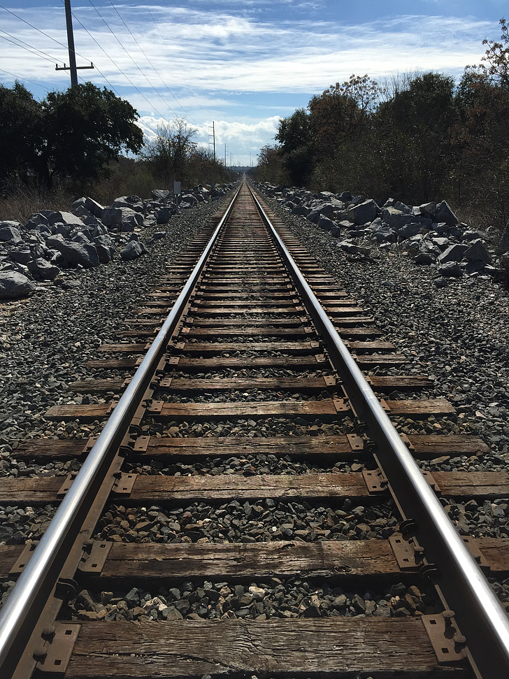 perspective, tracks, train tracks, transportation, road, direction, industry