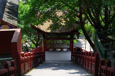 hram, ograda, kadoba, stepenice, Azija, Tradicionalni kineski, Crveni