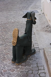 perro, botas de lluvia, botas de goma, arte, peculiar, Funky, interesante