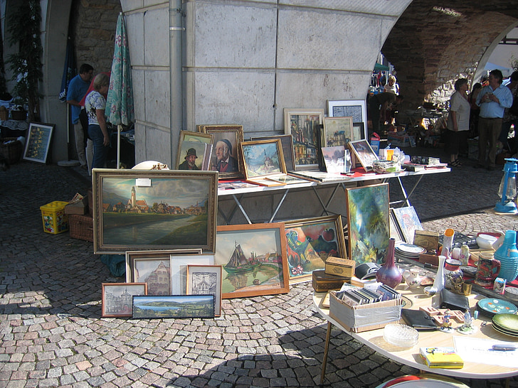 mercado das pulgas, pintura, procurar, imagens, frame de retrato, lixo, velho
