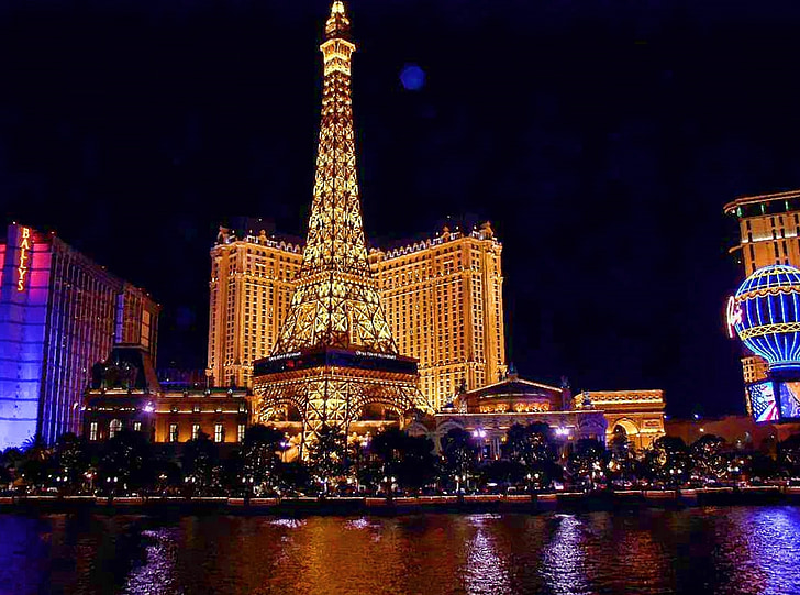 Las vegas, gece, anıt, Paris, Casino
