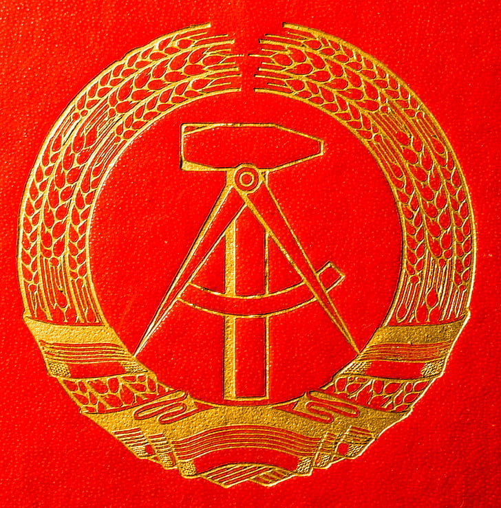 DDR, capa de brazos, sello, antiguo, Alemania Oriental, históricamente, historia