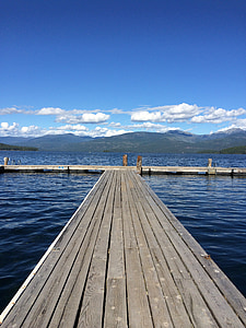 Dock, sommer, søen, landskab, rejse, natur, Sky
