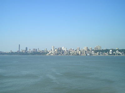 Índia, Mumbai, Bombaim, cidade, linha do horizonte