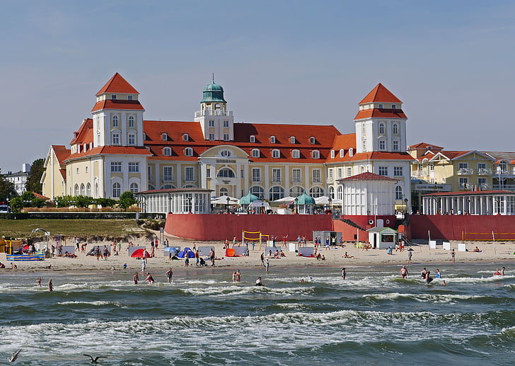 Rügen, Binz, Kurhaus, Mar Báltico, Playa, nadar, de surf